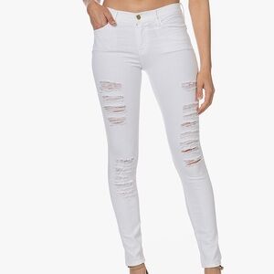 Frame Le Skinny de Jeanne Ripped White Jeans